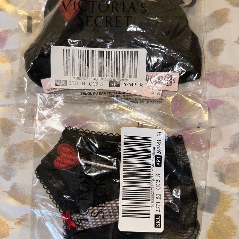 Victoria's Secret Black and Red Heart Lingerie